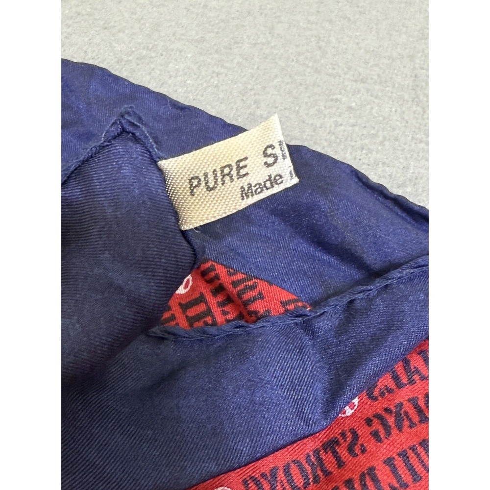 Vtg Scarf Made In Italy IP Building‎ Materials 100% Silk Red White Blue Font - Picture 11 of 15